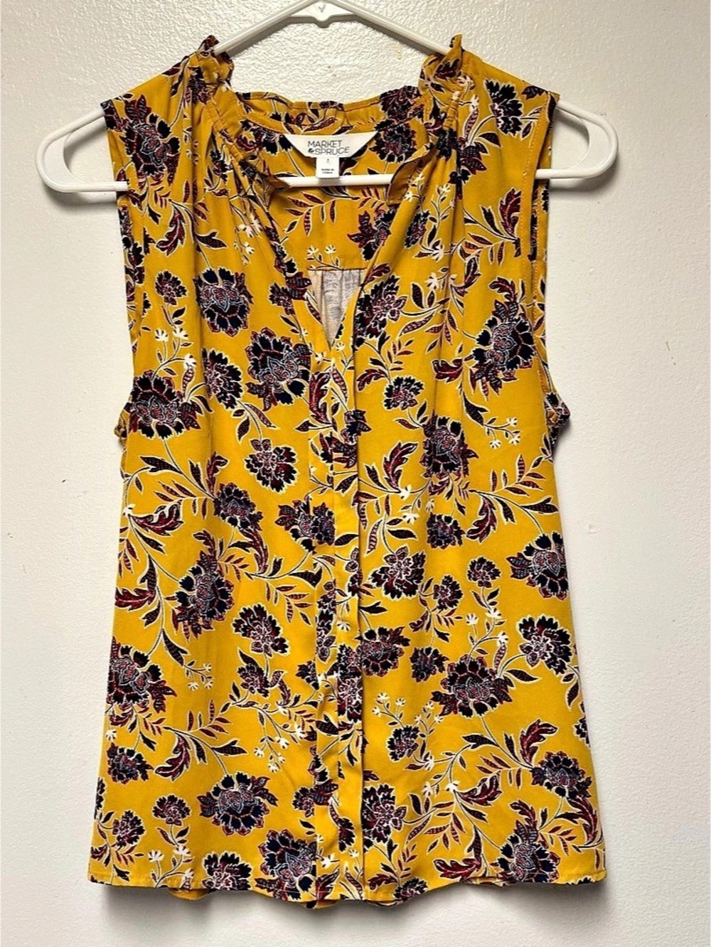 Women’s bohemian style Market and Spruce Floral Blouse in Yellow Size Medium